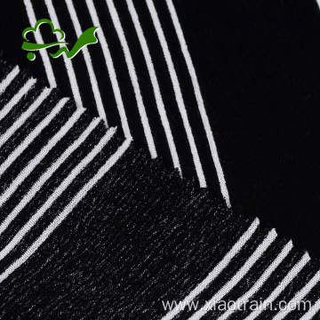 White black stripe printed viscose rayon crepe fabric